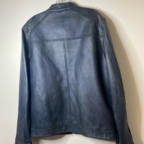 Guess Los Angeles distressed faux leather jet black Moto jacket size med… - Picture 5 of 10